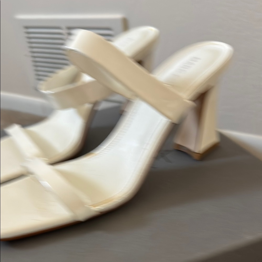Marc Fisher Cream Block Heel Strappy Heels - Picture 3 of 5